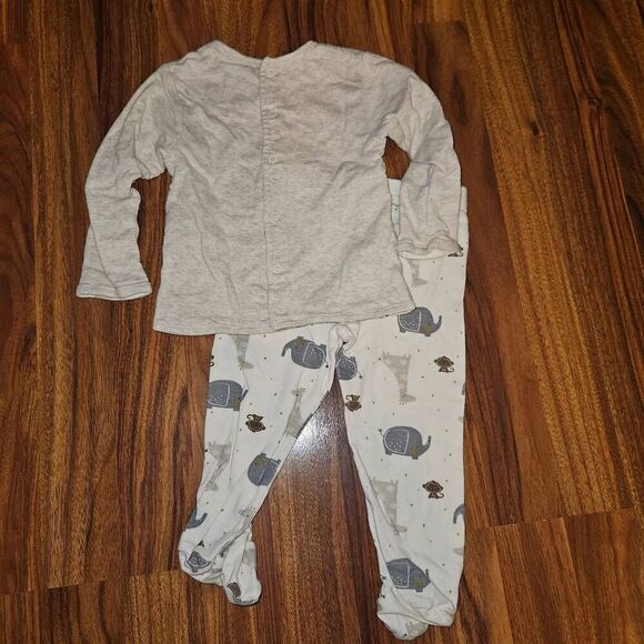 5 For $25 Wonder Nation Tan and Gray Elephant Outfit Footed Pants Size 6-9M - Picture 3 of 3